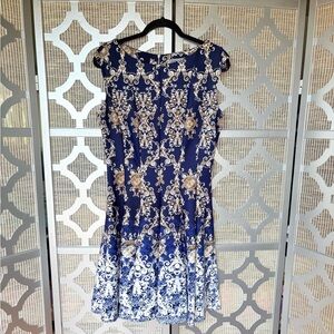 Danny & Nicole Blue Gold Sheath Mini Dress